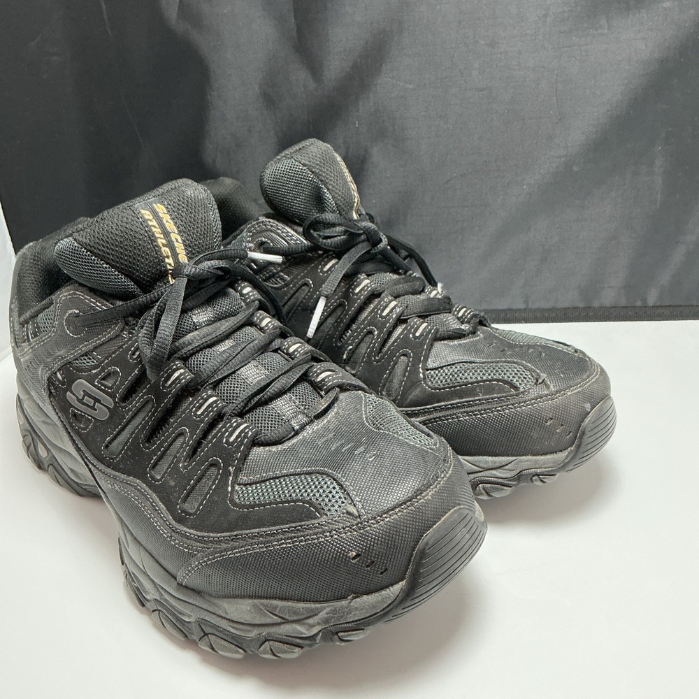 Skechers After Burn Black Lace-up Sneakers Shoes Size 10.5  #50125